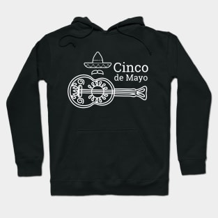 Cinco De Mayo Mexican Guitar Retro Print In White. Hoodie